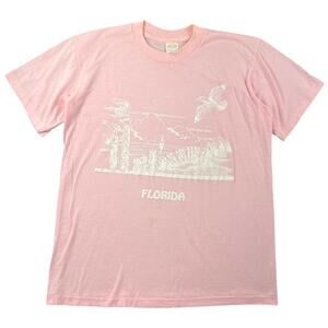 Vintage Genesis Florida Birds Graphic Tourist Tee Pink USA Single Stitch - L